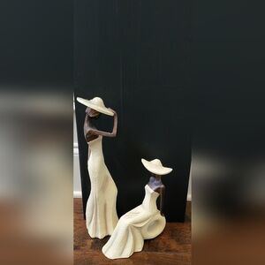 Elegant Cream and Brown Figurine Set